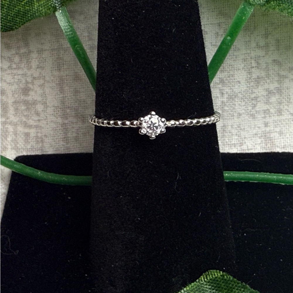 NWT Sterling Silver & Moissanite Solitaire Stackable Ring, Size 8